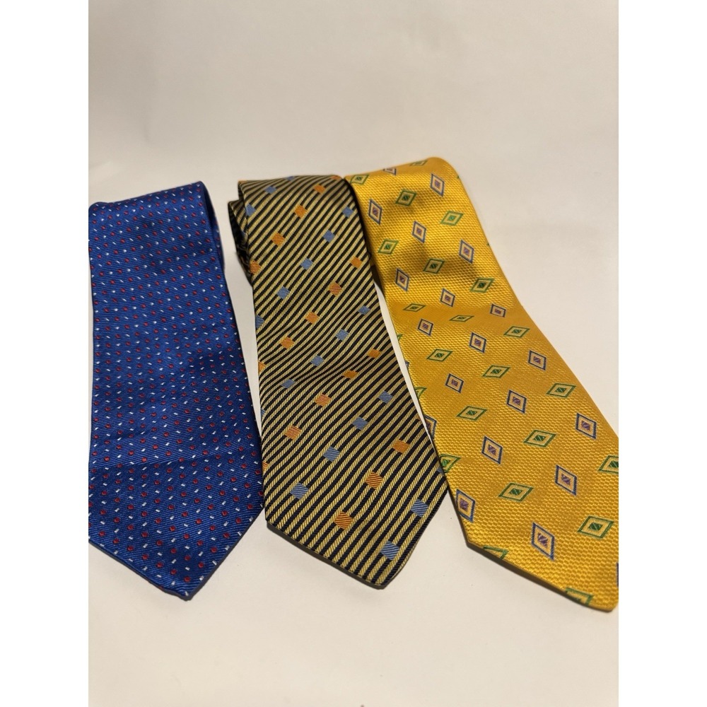 Holland & Sherry Silk Necktie Vibrant Colorful 3.5" Wide Striped  USA Lot Of 3